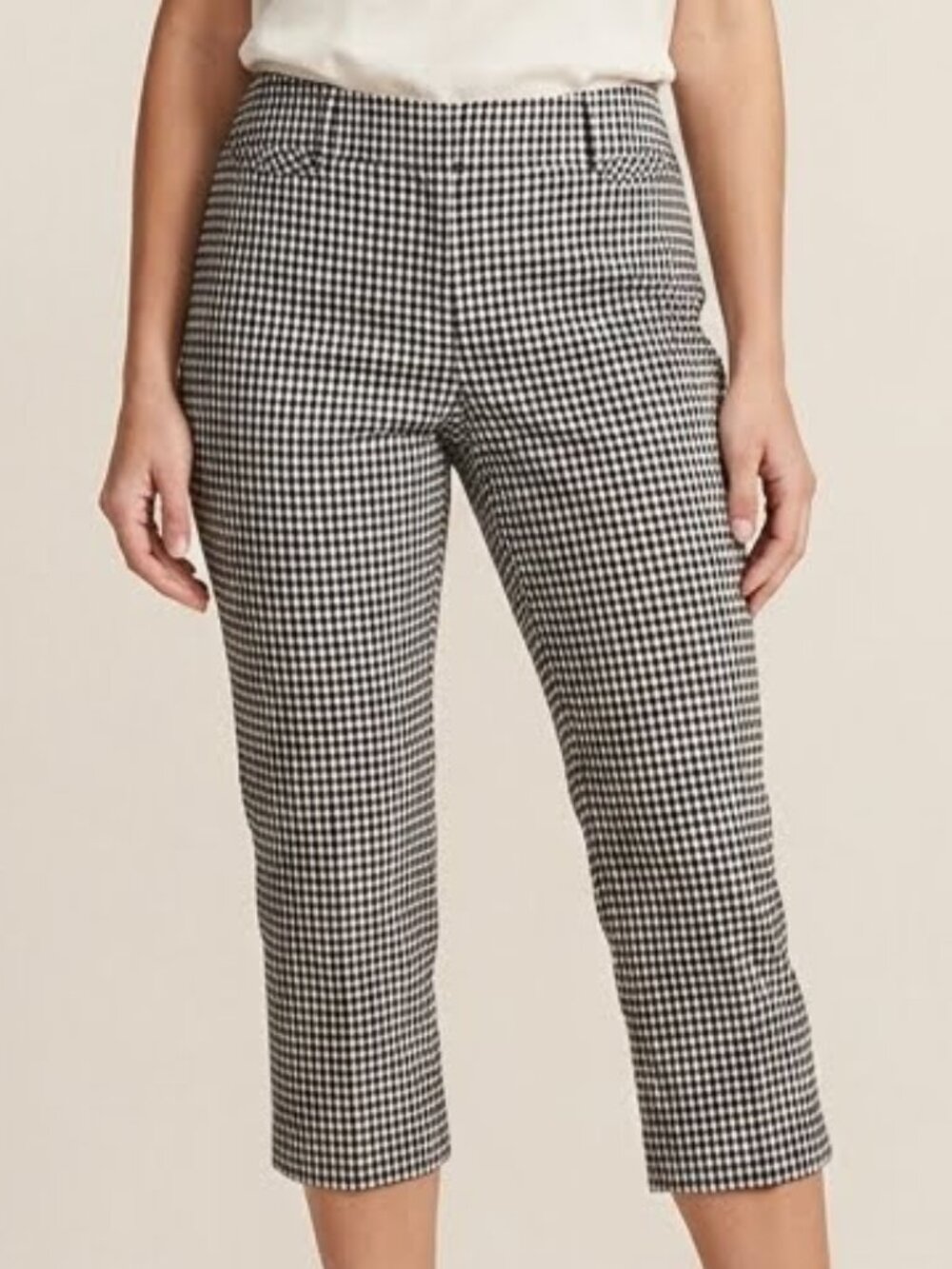 Ricki's Women's Black White Gingham Checked Capri Pants Crop Trousers Size 10